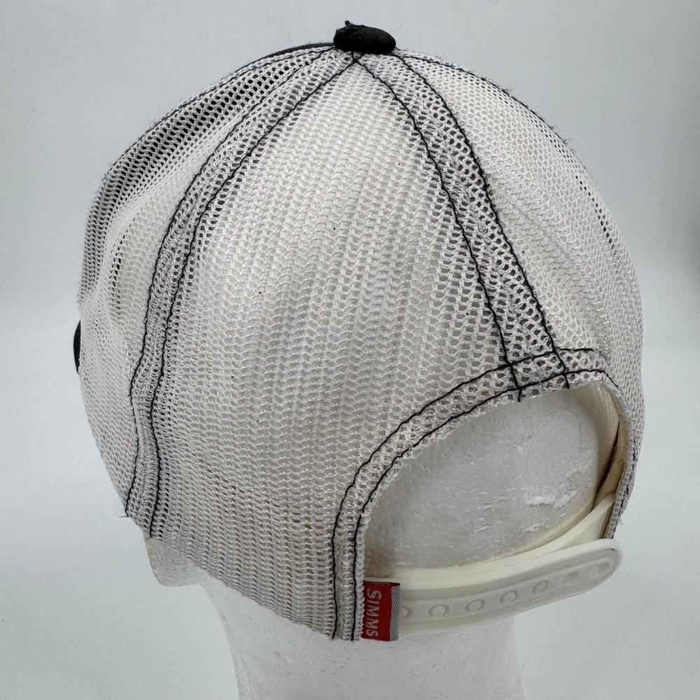Simms Fishing Products Trucker Hat Mens OSFA Black White Bass Fish Snapback - Picture 5 of 9